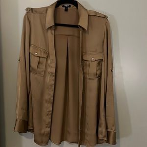 Express silky gold button down ladies shirt